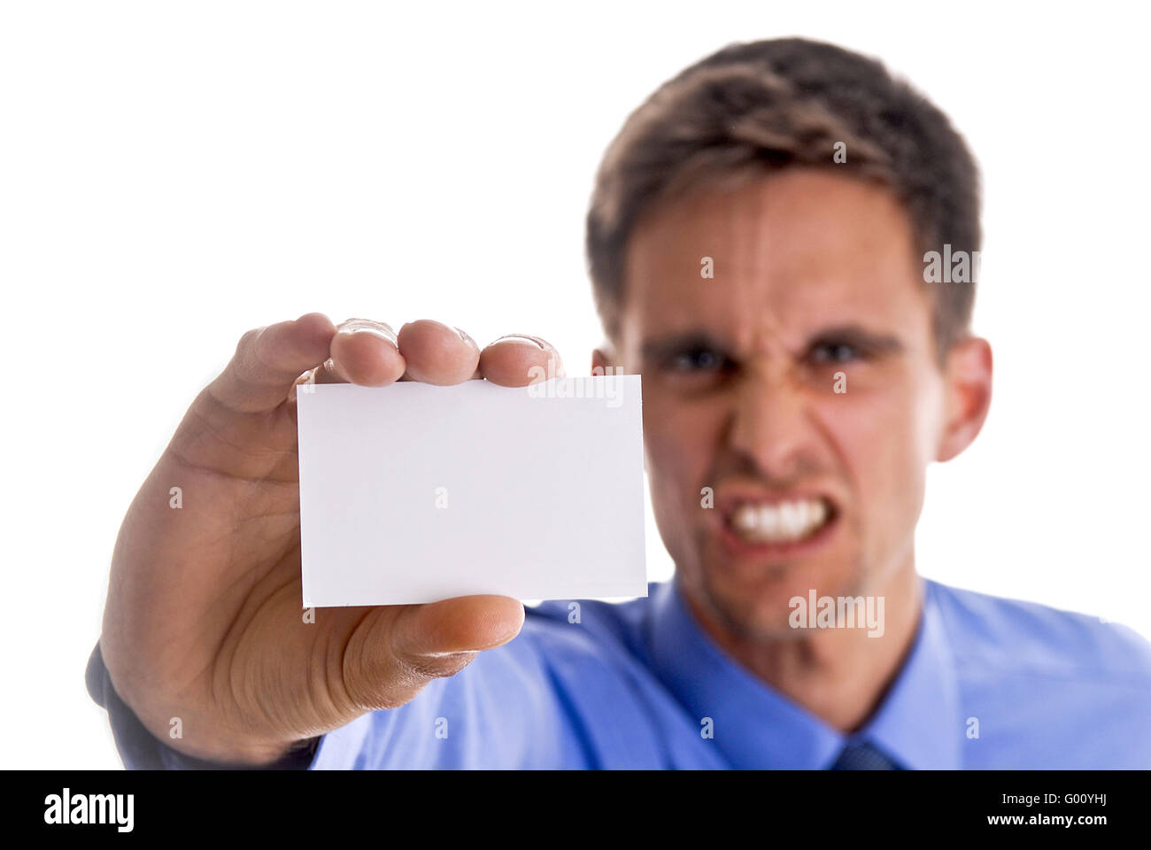 Business man holding business card in his hand Stock Photo