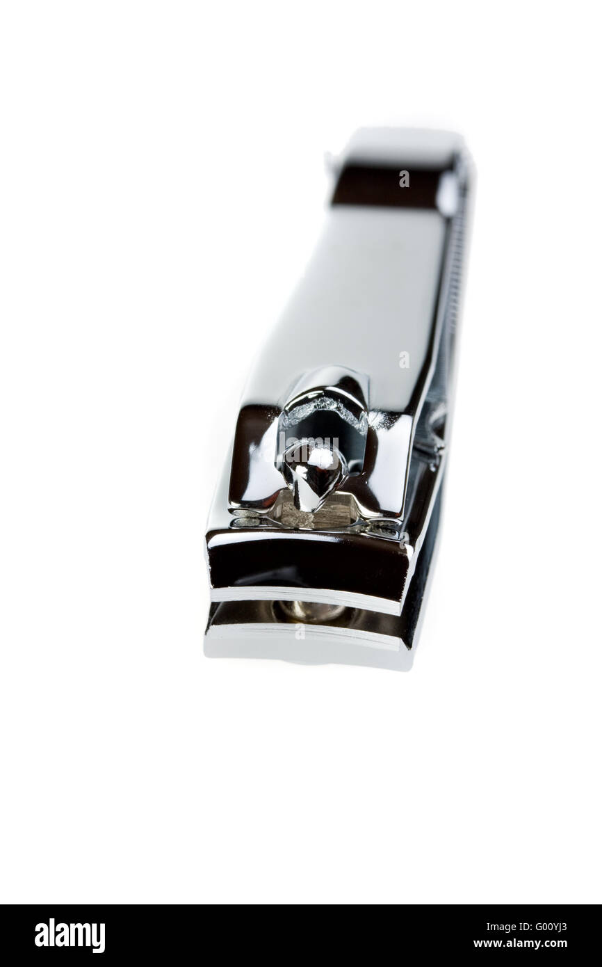 closeup of a nail clipper on white background Stock Photo