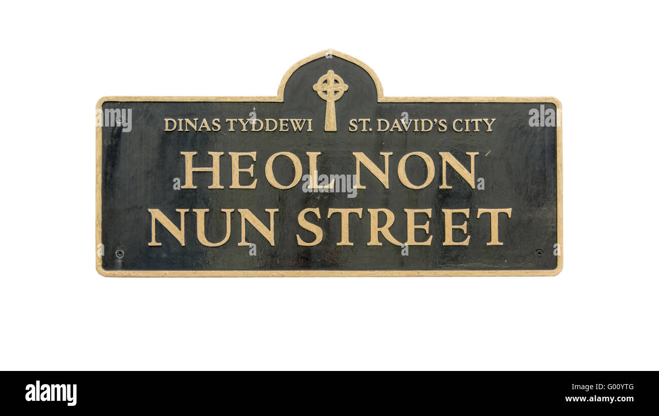 Heol Non / Nun Street - street / road name. Stock Photo