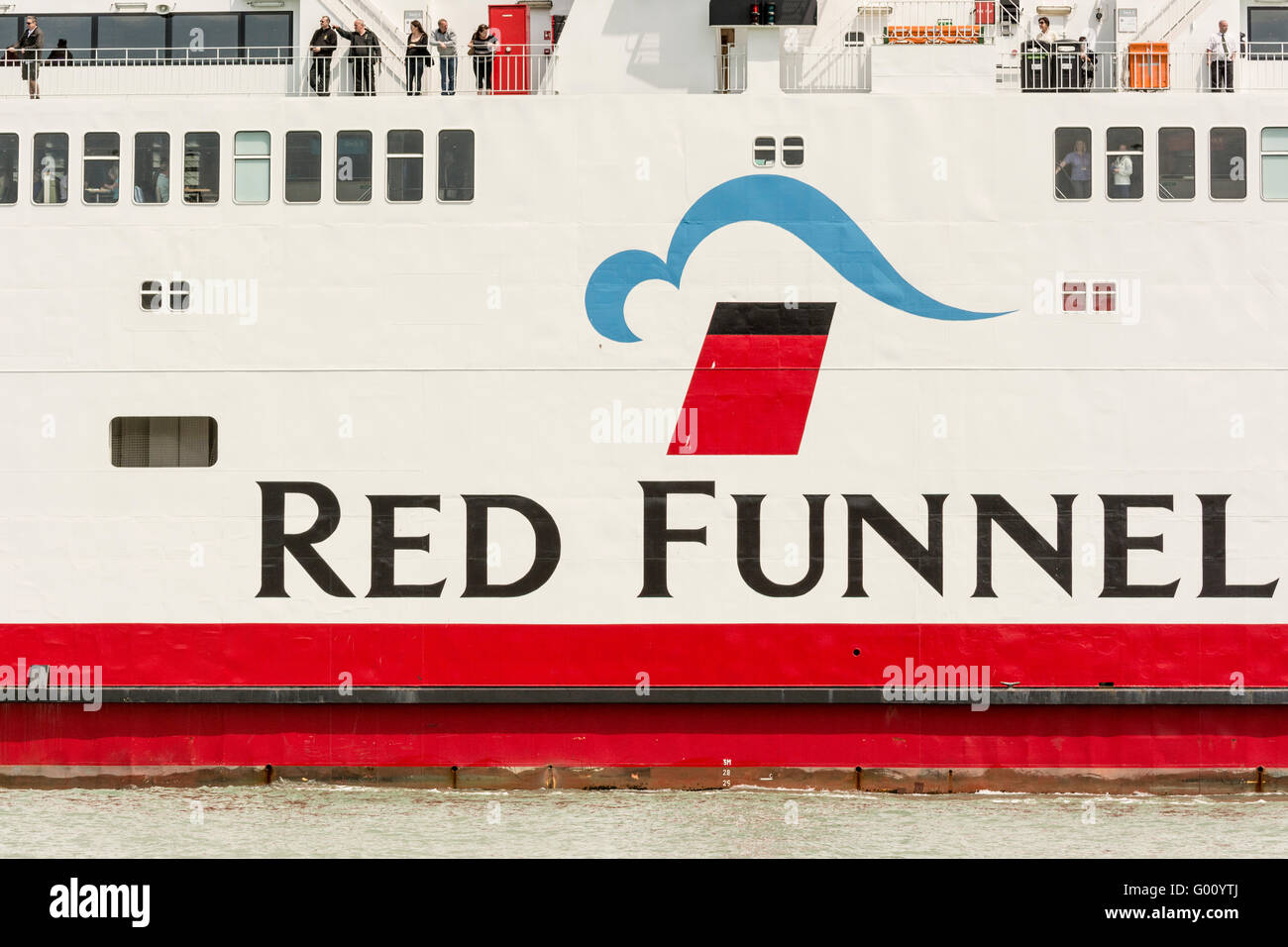 Part of a Red Funnel ferry pictured in the Solent Stock Photo Alamy