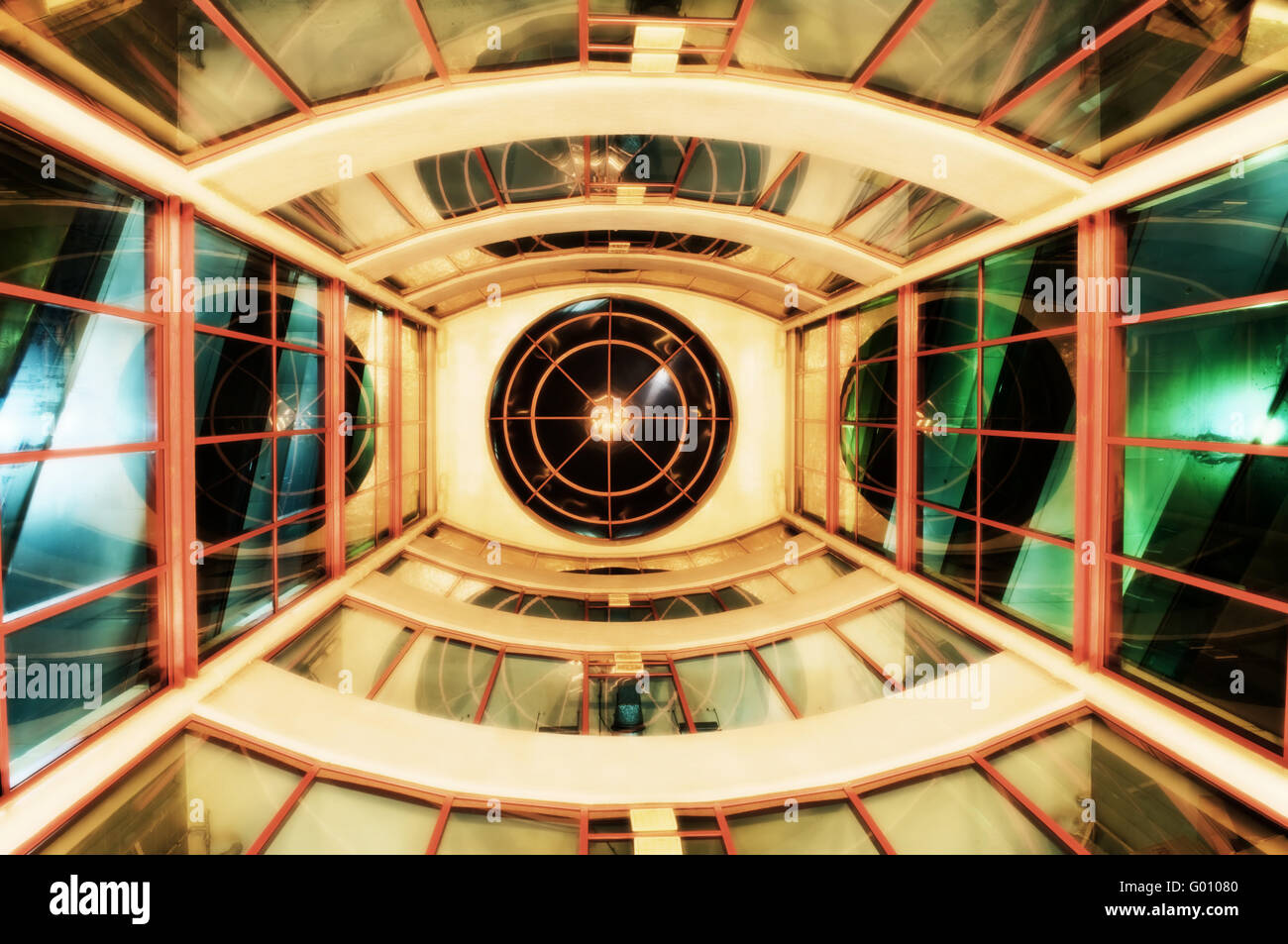 View from below of interior futuristic glass building Stock Photo - Alamy