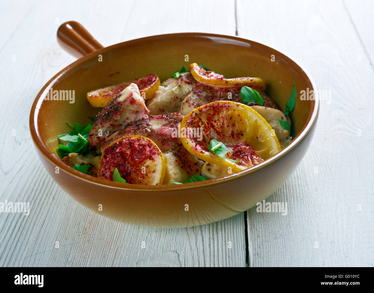 Sumac Chicken  - Just marinate the chicken with sumac, lime, garlic, olive oil, oregan.Persian cuisine Stock Photo