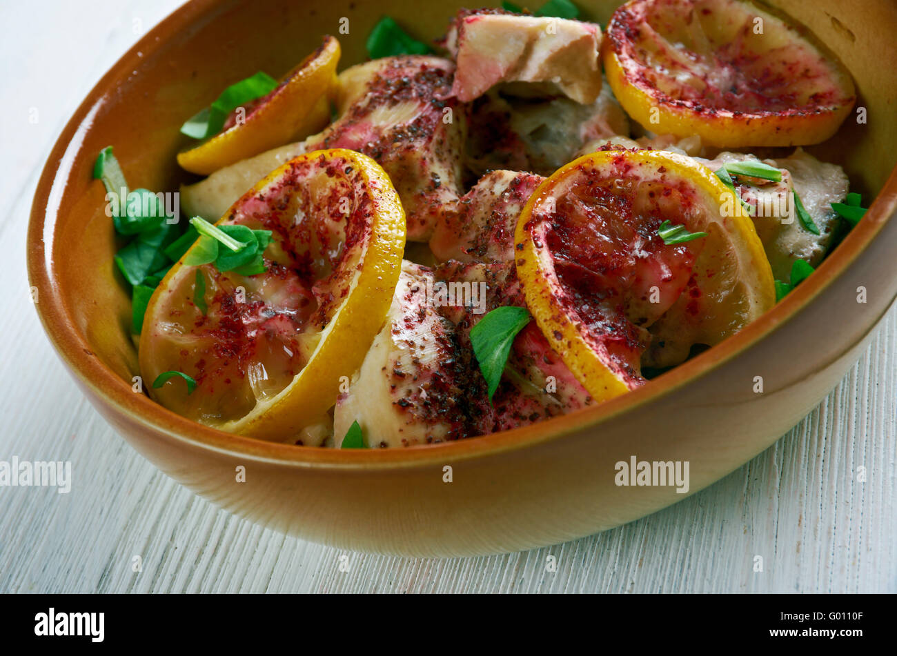 Sumac Chicken  - Just marinate the chicken with sumac, lime, garlic, olive oil, oregan.Persian cuisine Stock Photo