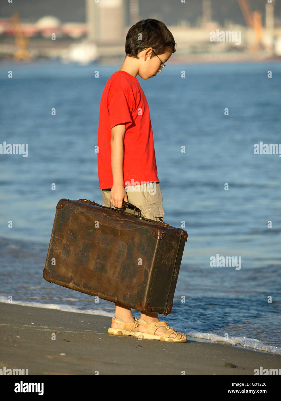 Boy with a suitcase Stock Photo Alamy