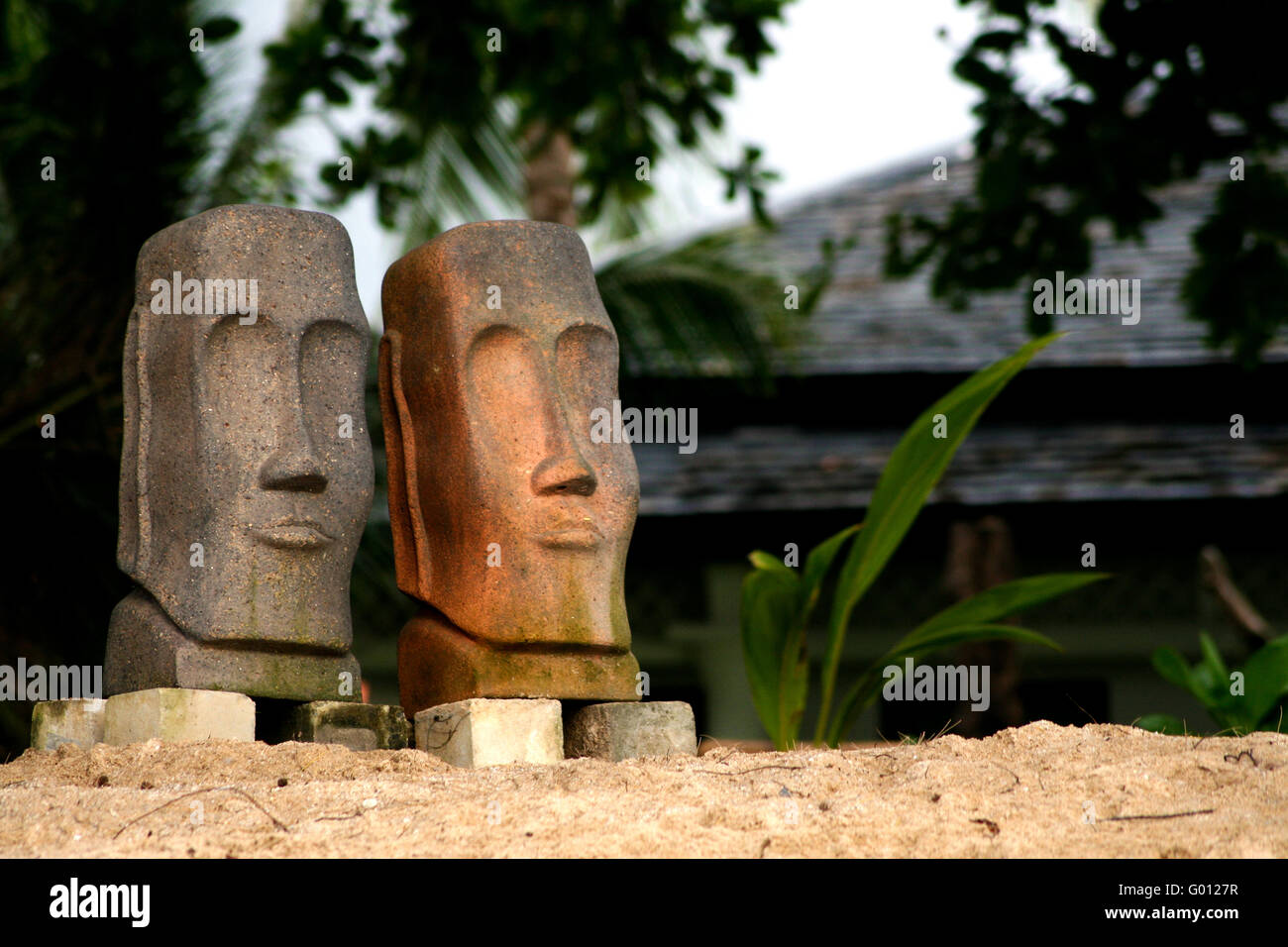 Two statues on the beach Stock Photo Alamy