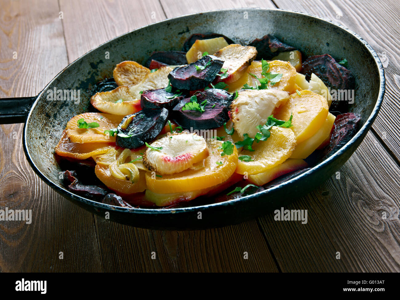 Beet and Turnip Gratin Stock Photo Alamy