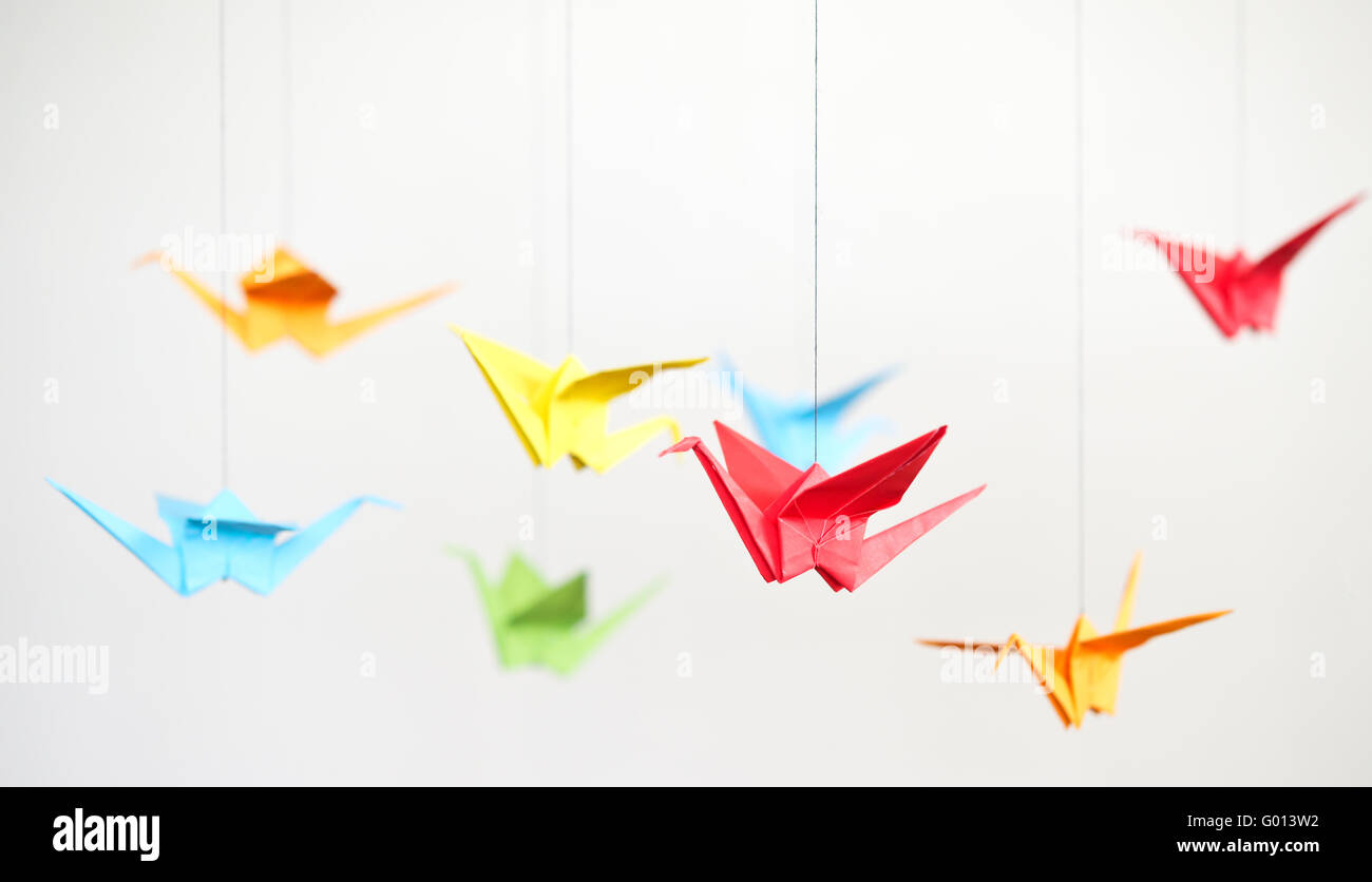 close up of origami birds Stock Photo