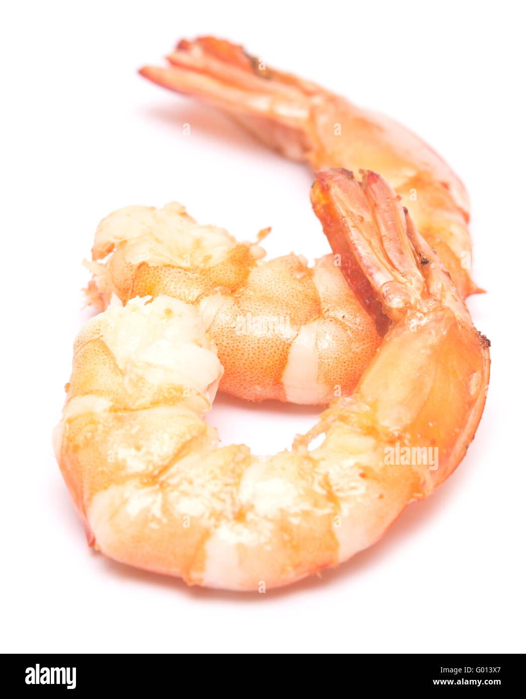 grilled shrimps on white Stock Photo