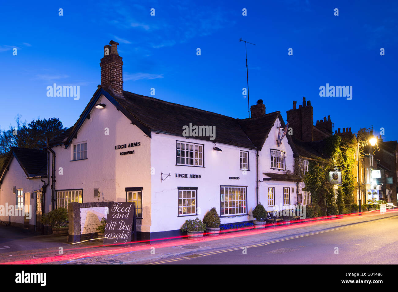 The Legh Arms in Prestbury Village, at Night, Prestbury, Near