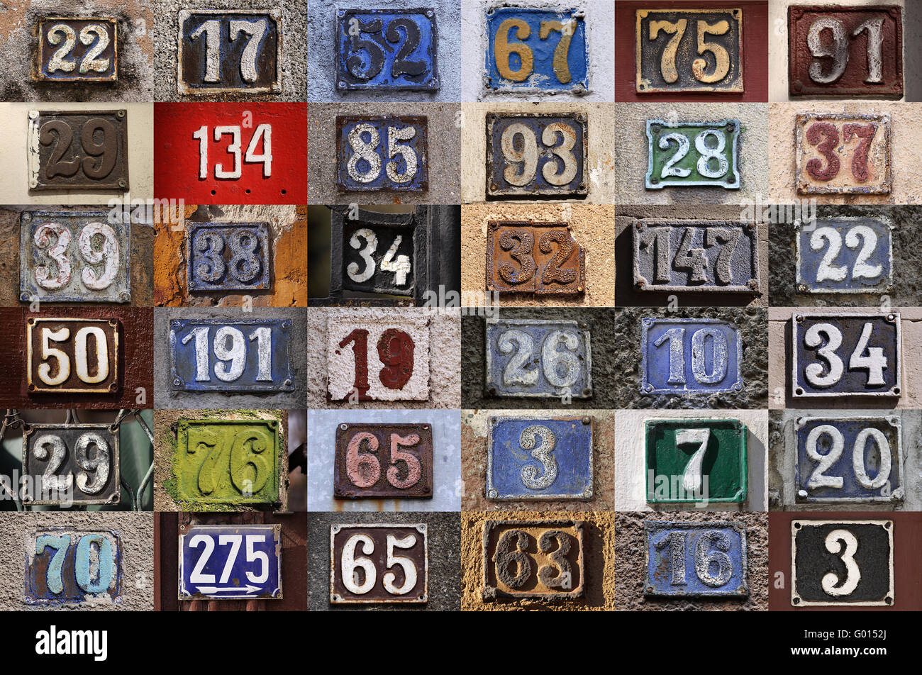 Collection of House numbers Stock Photo