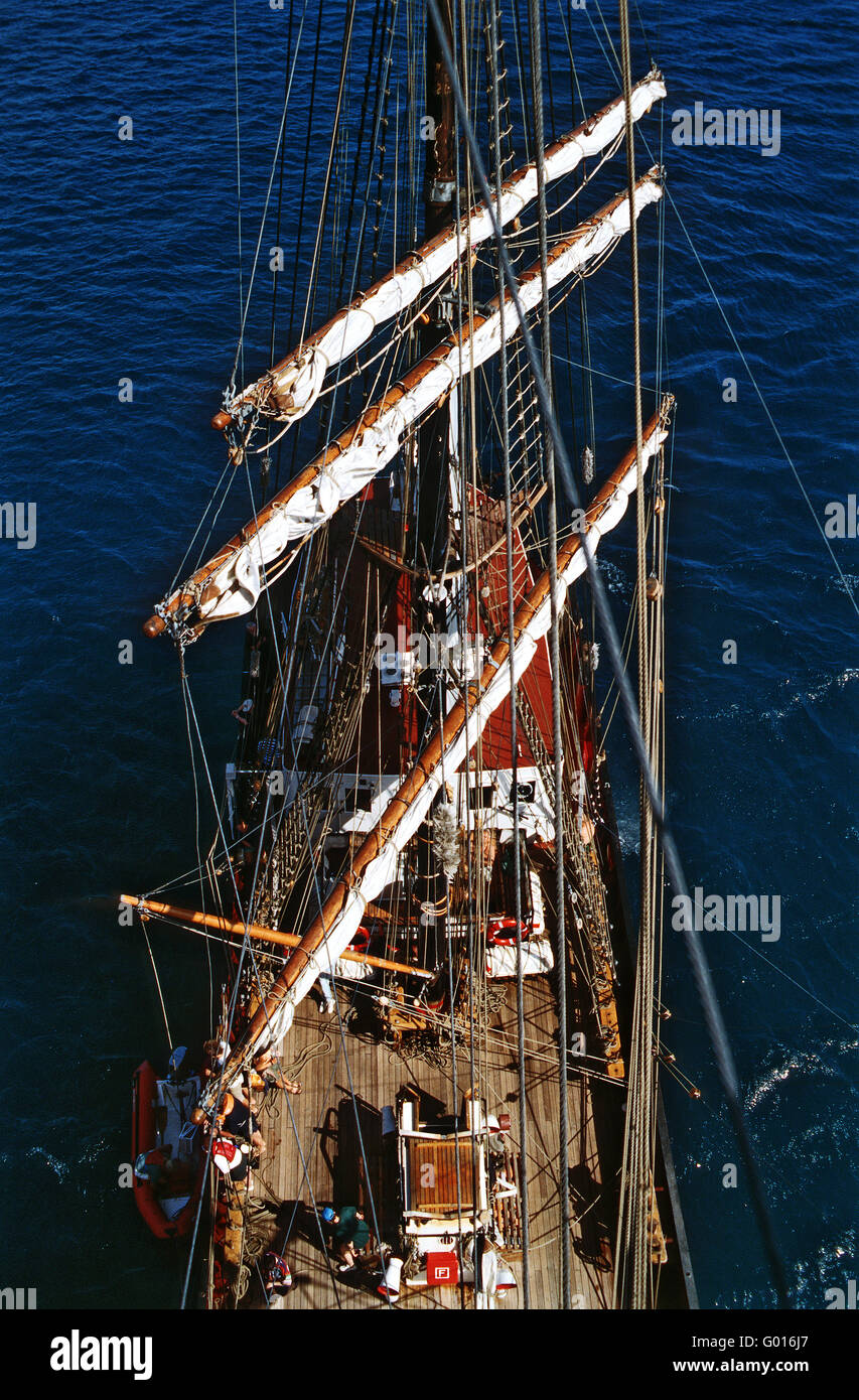 SquareRigger View from Yardarm Stock Photo Alamy