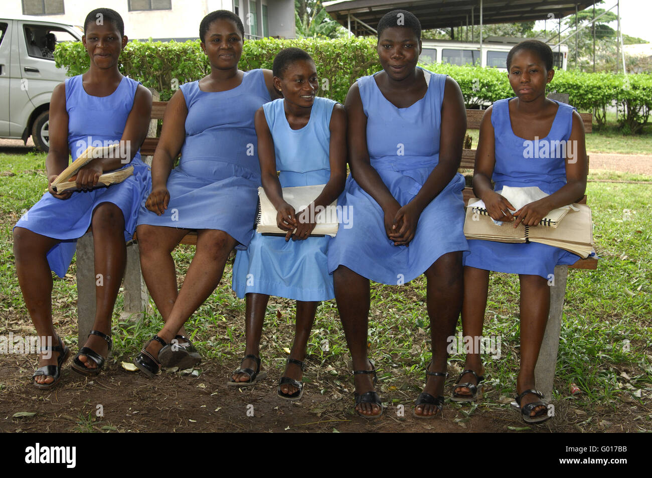 Students of the school for the blind in Akropong, Ghana Stock Photo