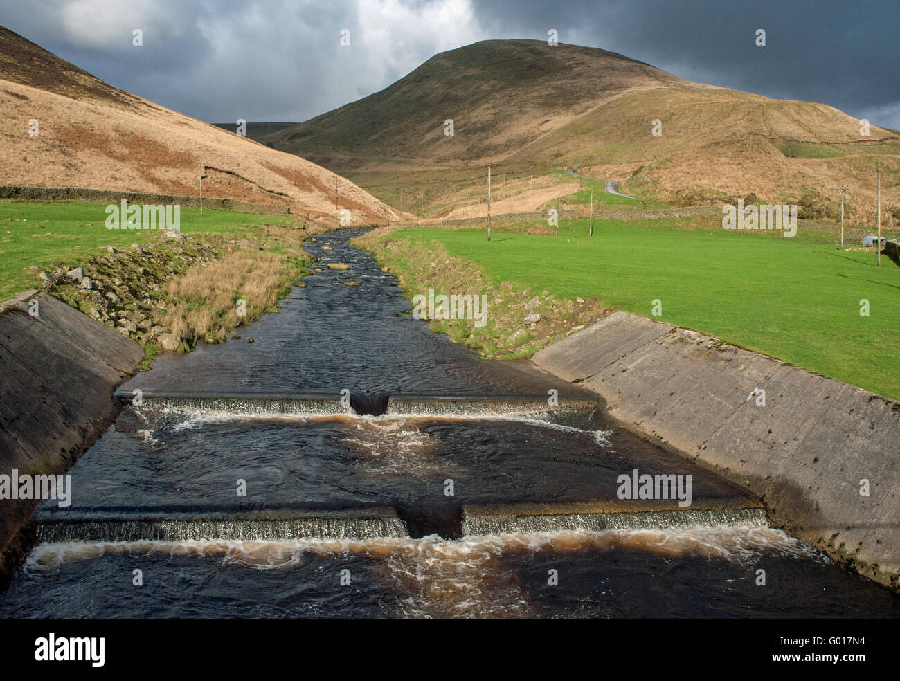 Water intake on the Brennand River Forest of Bowland Stock Photo