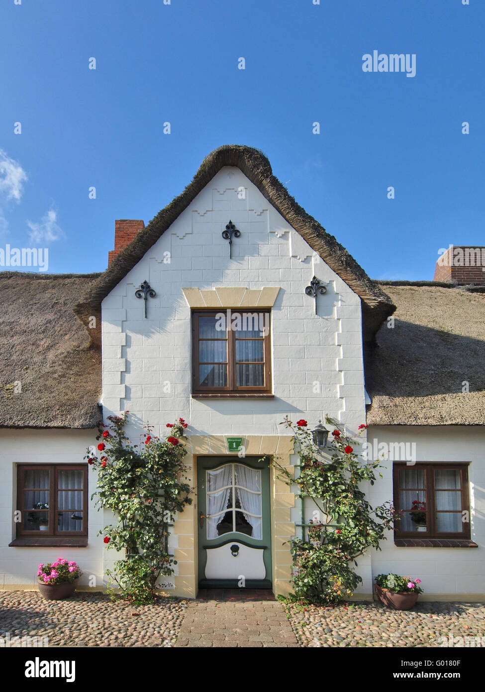 Thatched House in Wyk on Foehr, Germany Stock Photo