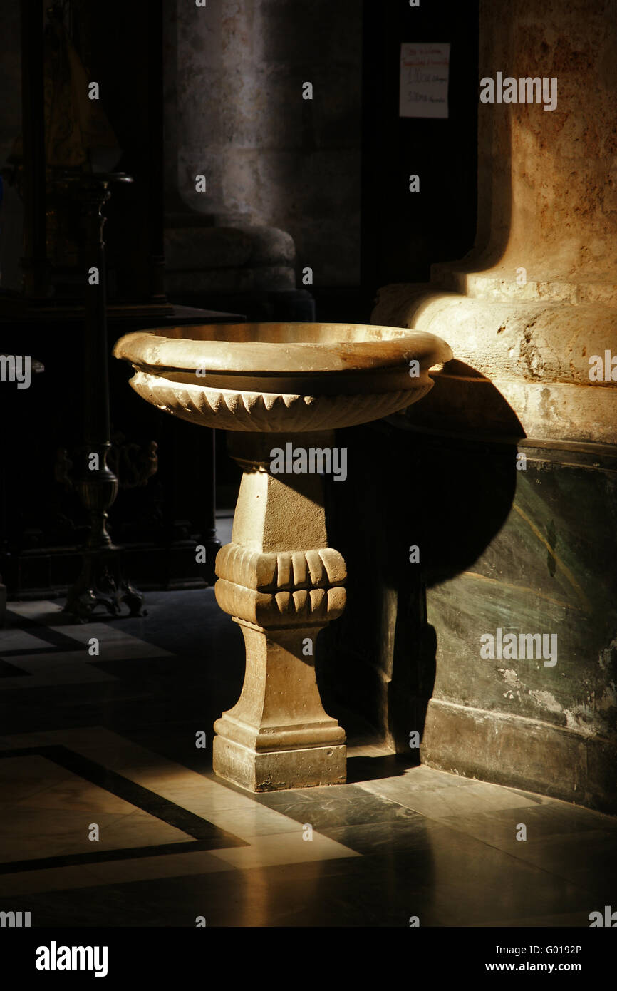 Holy water font Stock Photo Alamy