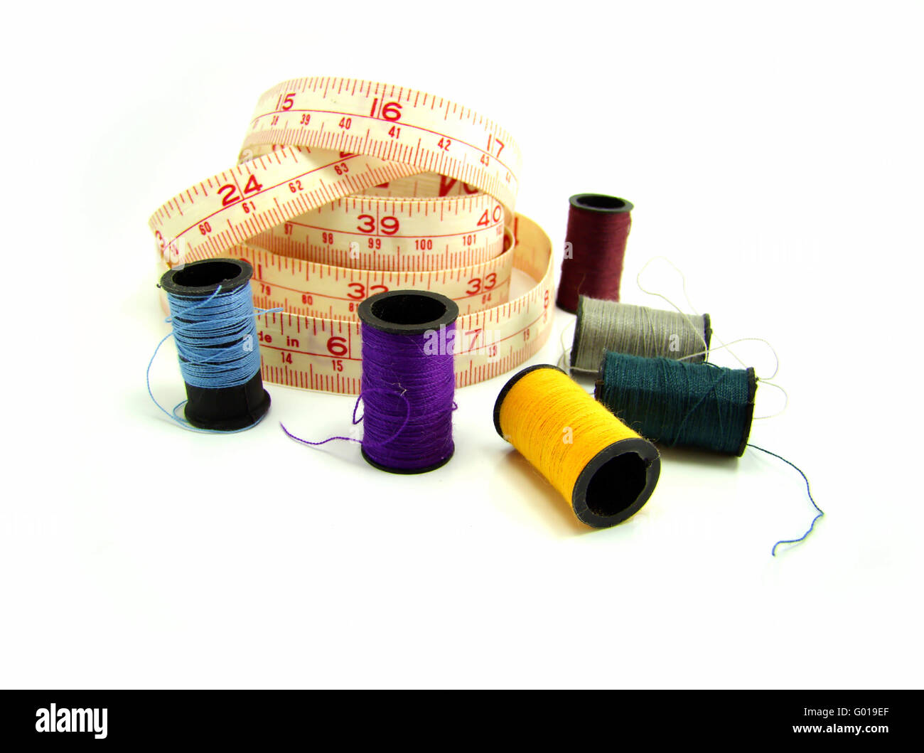 set of thread and metric tape Stock Photo Alamy