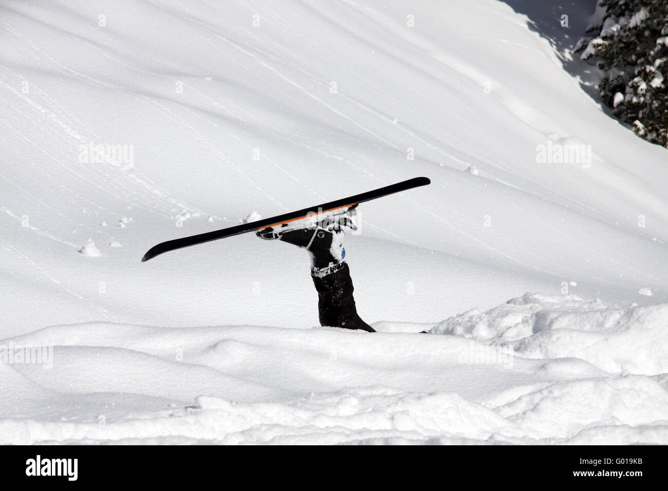 accident of a skier Stock Photo