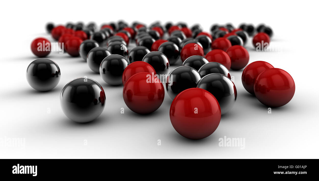 A set of black and red balls as concept for teamwork Stock Photo - Alamy