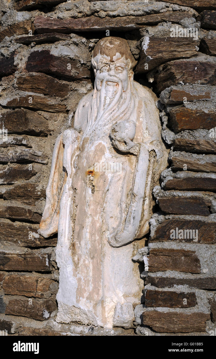 Old Man Statue in the Brick Wall Stock Photo Alamy