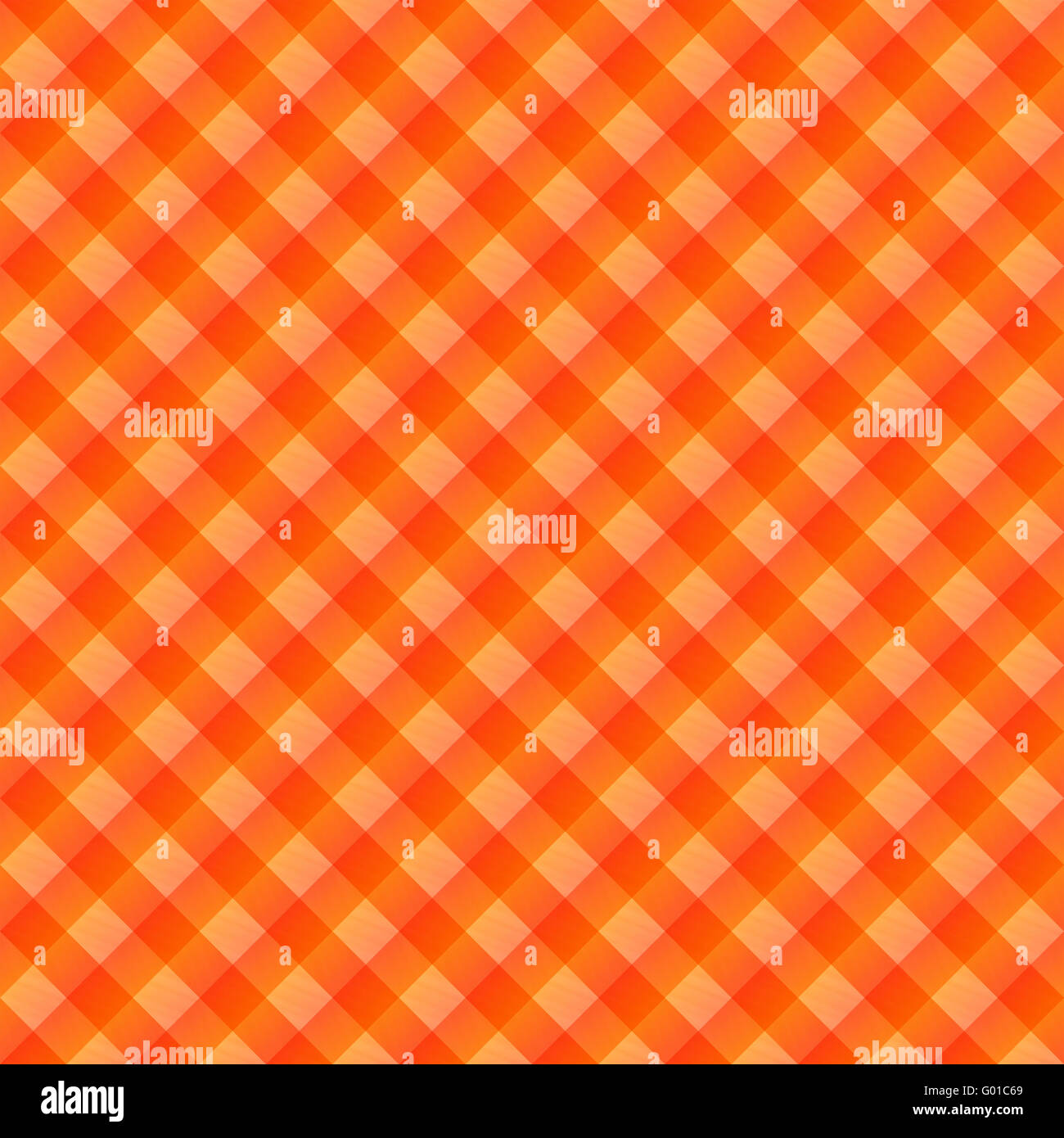seamless texture of orange to red blocked tartan cloth Stock Photo