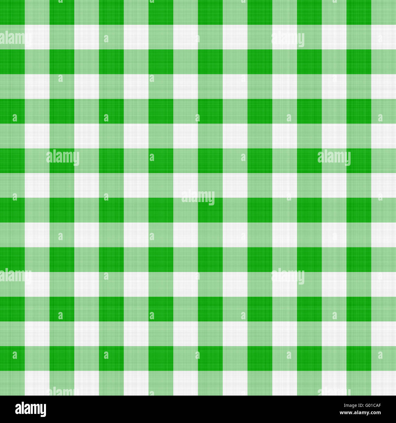 seamless texture of green and white blocked tartan cloth Stock Photo