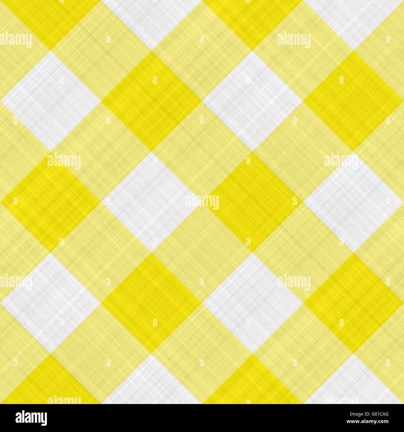 seamless texture of yellow and white blocked tartan cloth Stock Photo