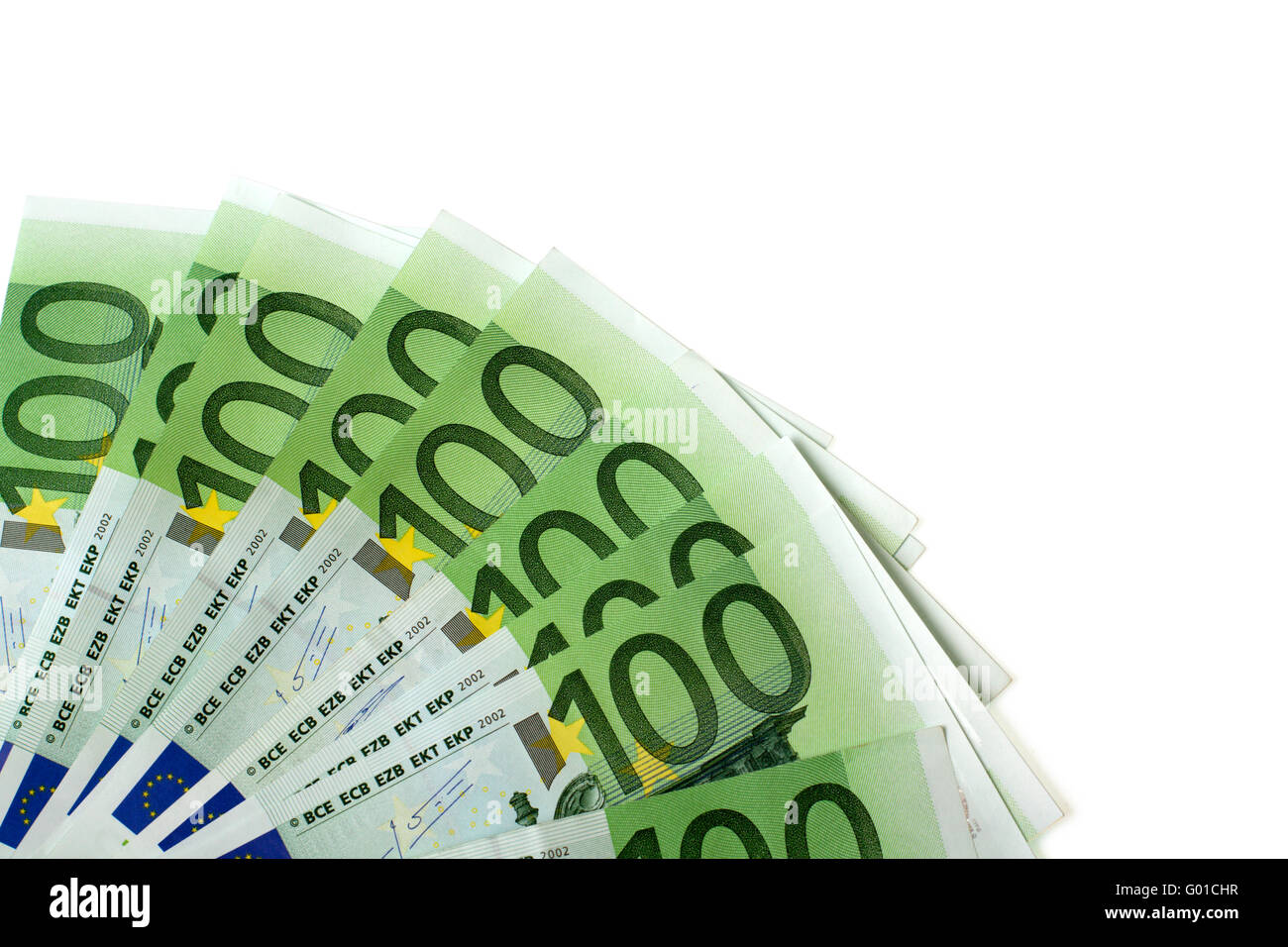 The European banknote 100 euro isolated on white Stock Photo - Alamy