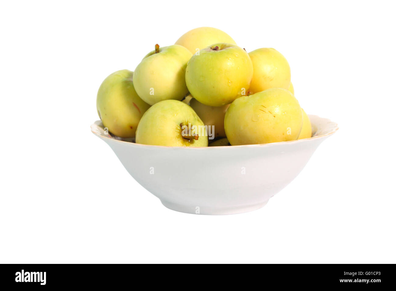 heap of green apples isolated on white background with clipping path Stock Photo