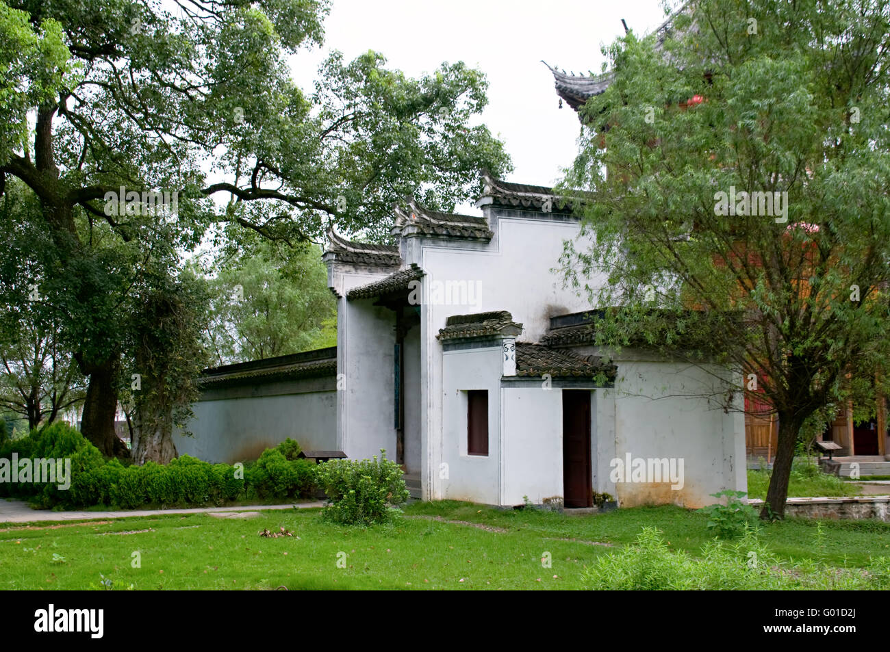 The Chinese architecture with yard and garden Stock Photo