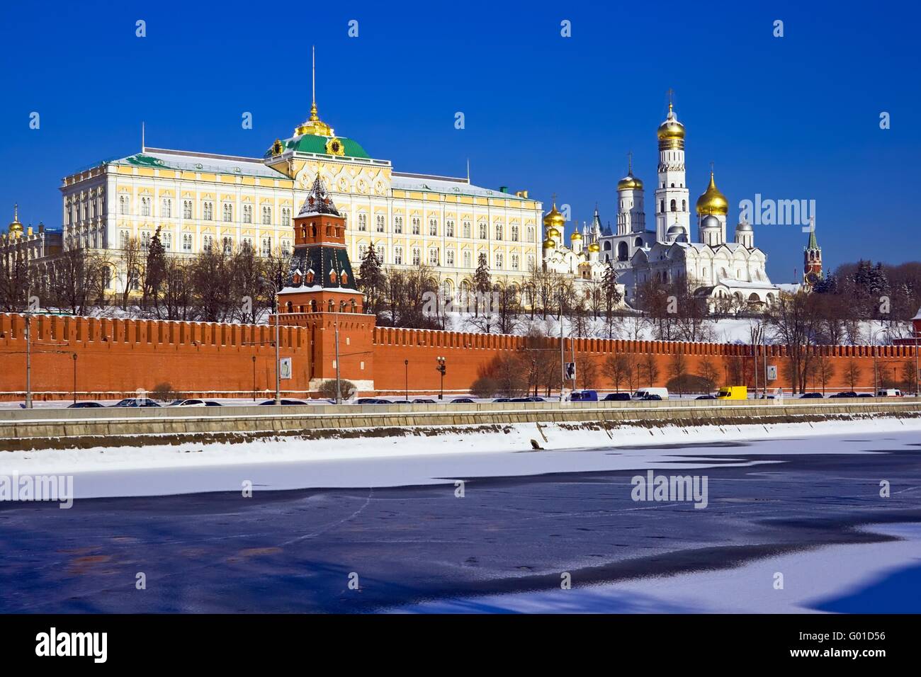 Famous Moscow Kremlin with its beautiful churches Stock Photo