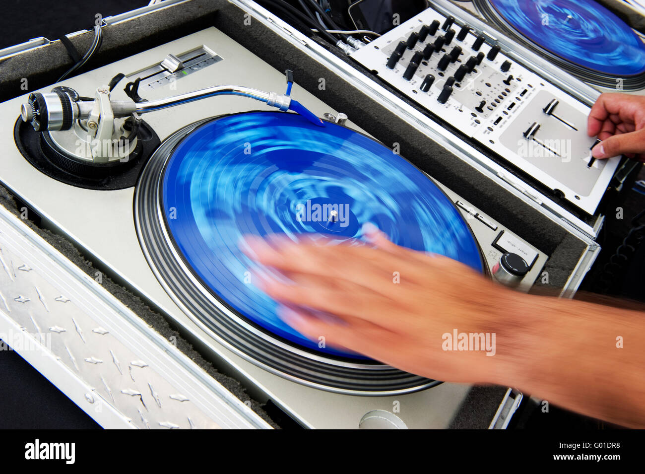 DJ spinning records Stock Photo