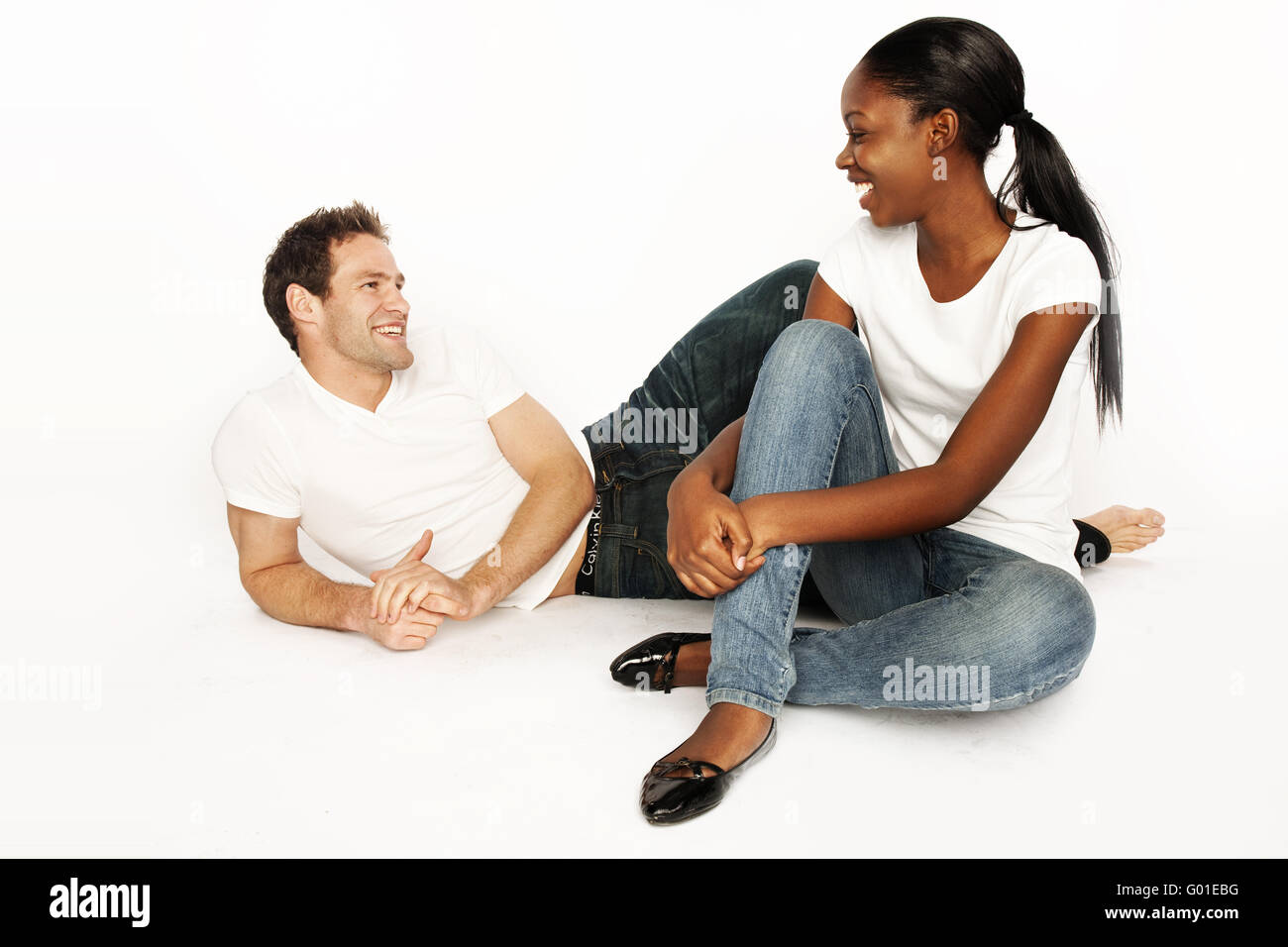 series of happy couple shot on white background Stock Photo - Alamy
