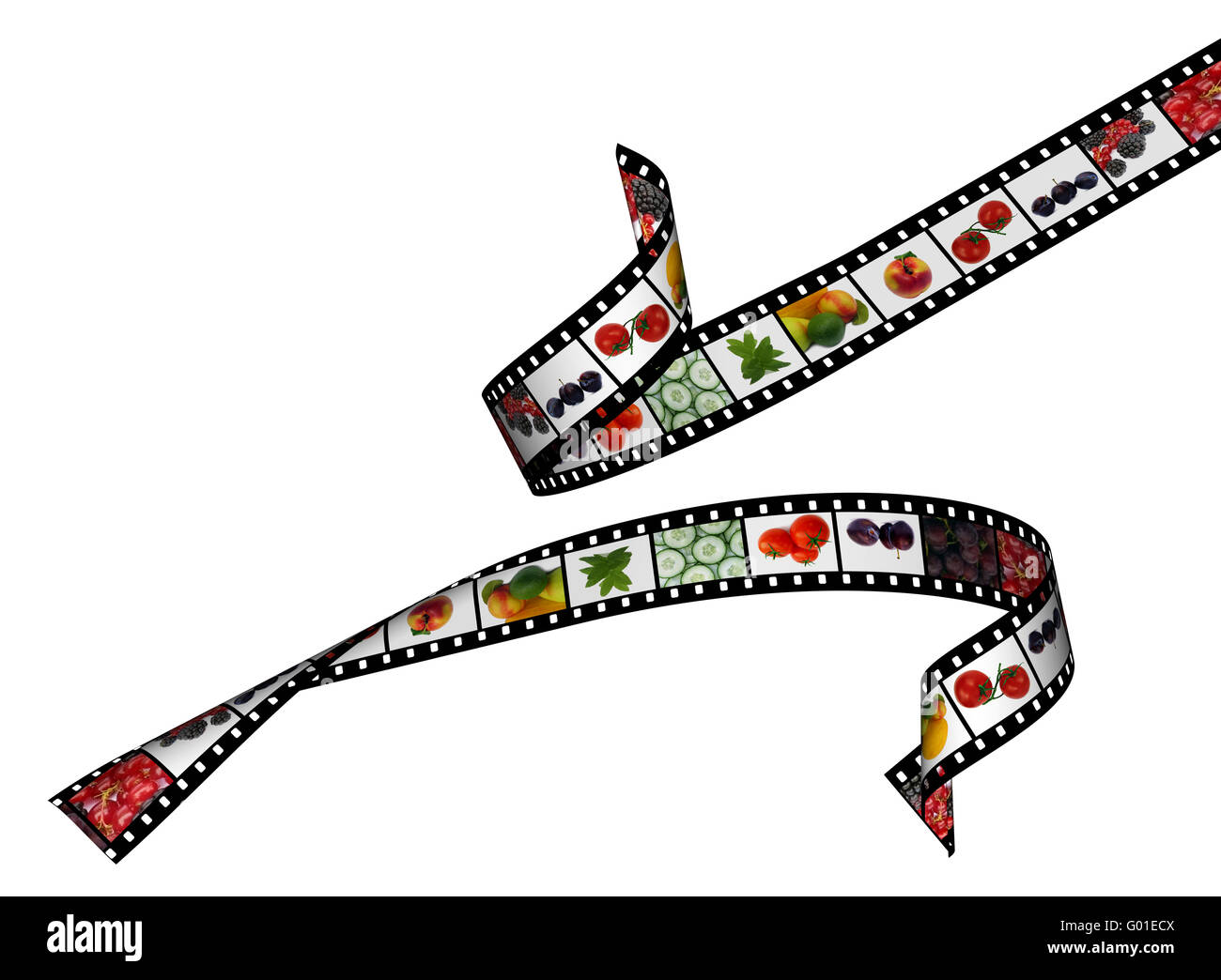 film stripes with beautiful healthy food images, high detail Stock Photo