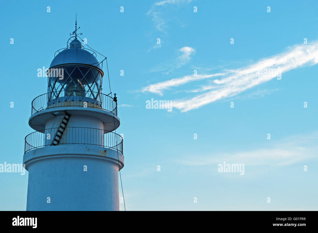 Menorca, Spain: the lantern of the Cap de Cavalleria lighthouse, built on a cape that was the scene of numerous shipwrecks throughout history Stock Photo