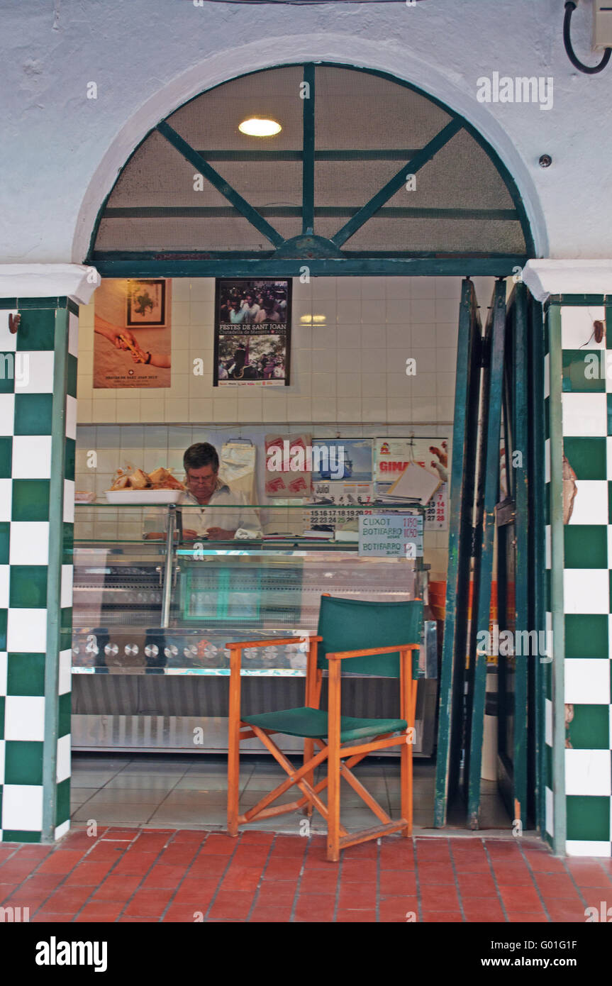 Menorca, Balearic Islands: the market arcades of Plaza de la Libertad, one of the most representative squares of Ciutadella Stock Photo