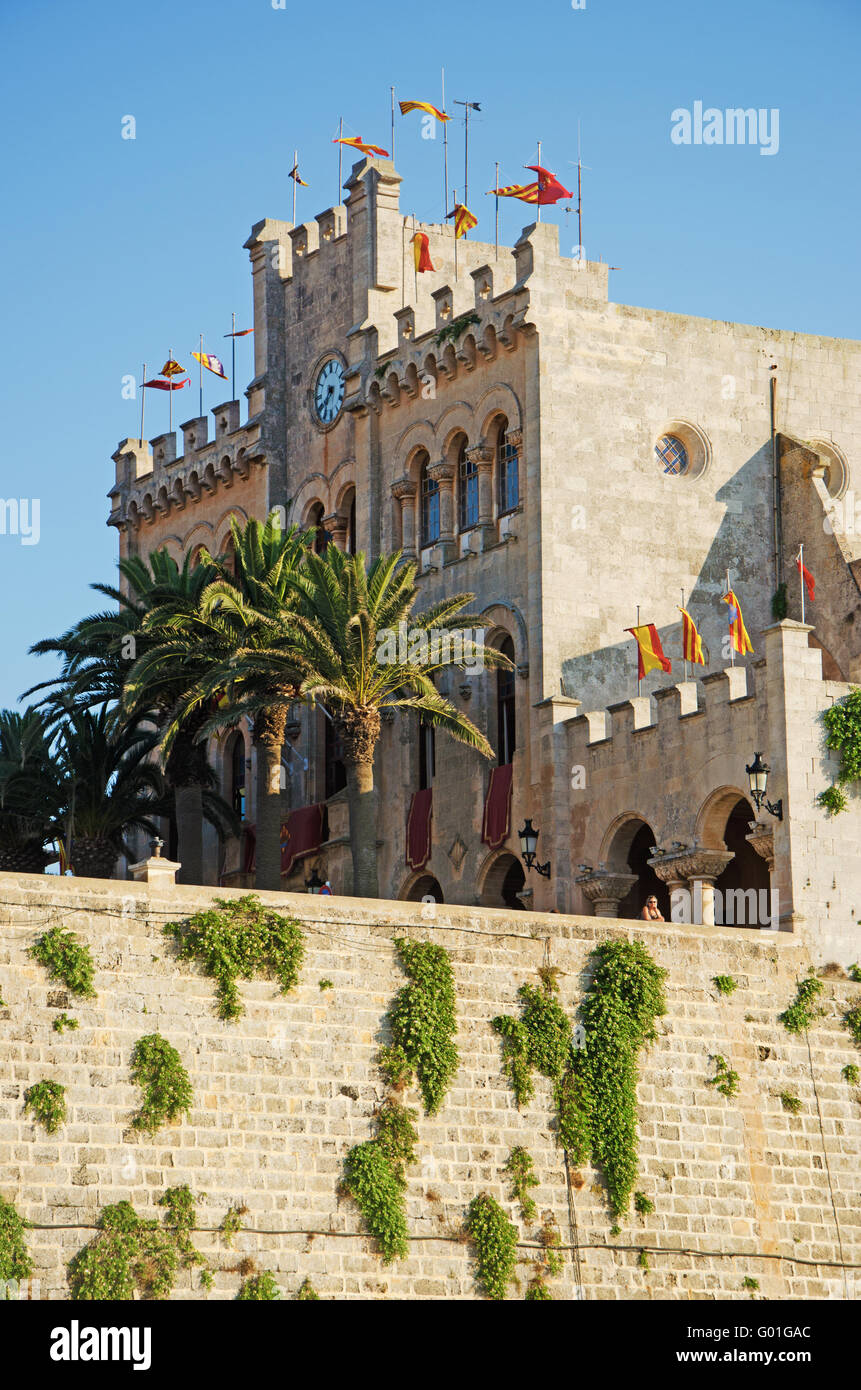 Balearic Islands, Menorca: Ciutadella, the iconic Town Hall, former palace of the Arab governor, served as royal palace under the Crown of Aragon Stock Photo