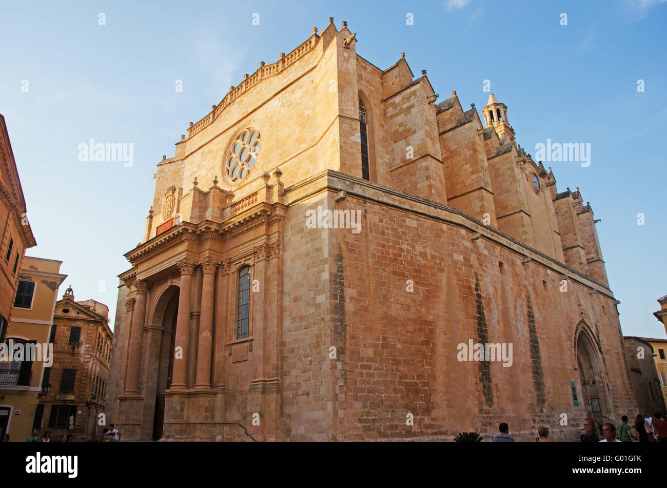 Menorca, Balearic Islands, Spain: view of the Cathedral Basilica of Ciutadella, the Church of Saint Mary constructed on the site of an old mosque Stock Photo