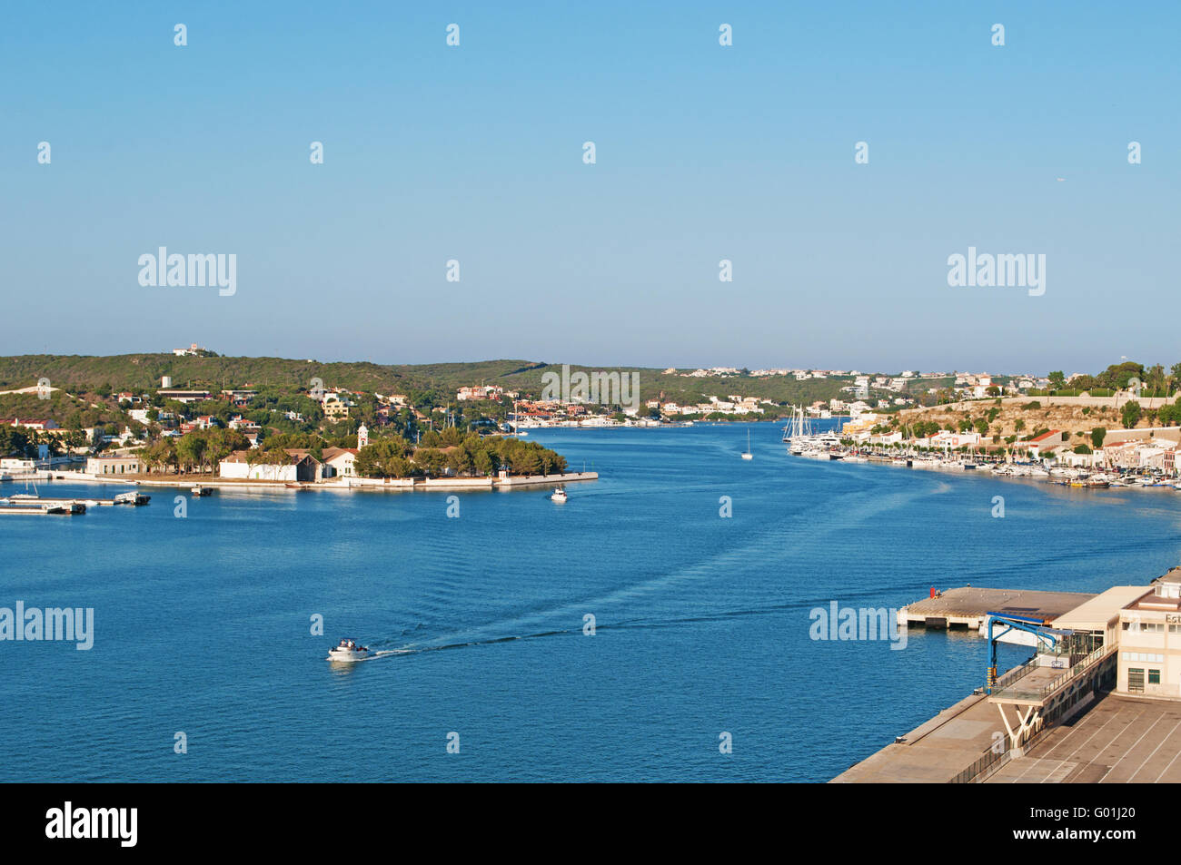 Menorca, Balearic Islands the Port of Mahon, the capital city, one of the largest natural