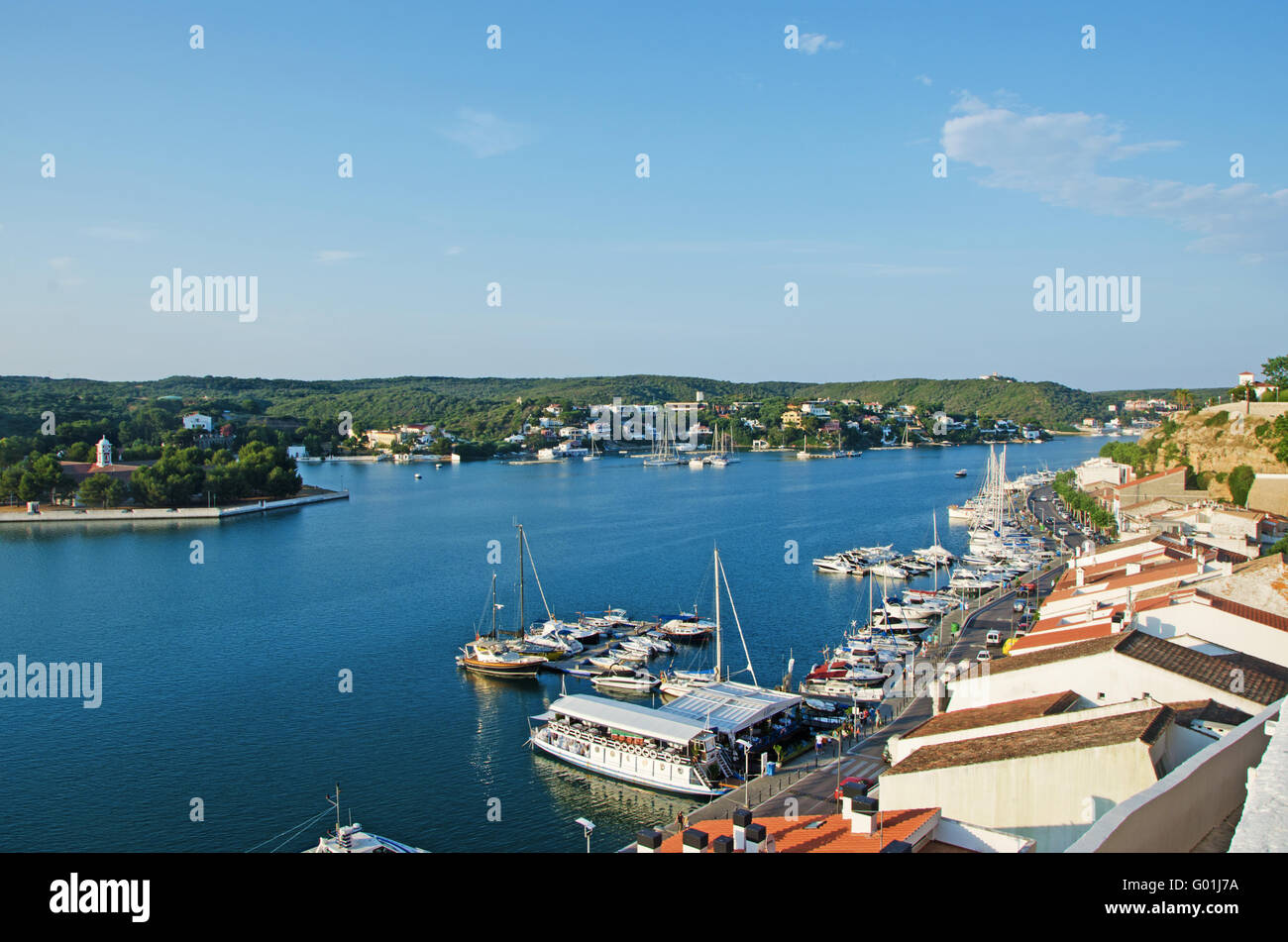 Menorca, Balearic Islands the Port of Mahon, the capital city, one of the largest natural