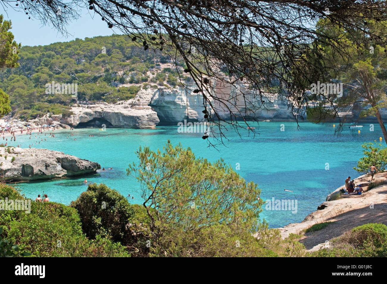 Menorca, Balearic Europe: of the beaches of Cala Mitjana and Cala Mitjaneta, natural of special interest in the southwest Stock Photo - Alamy