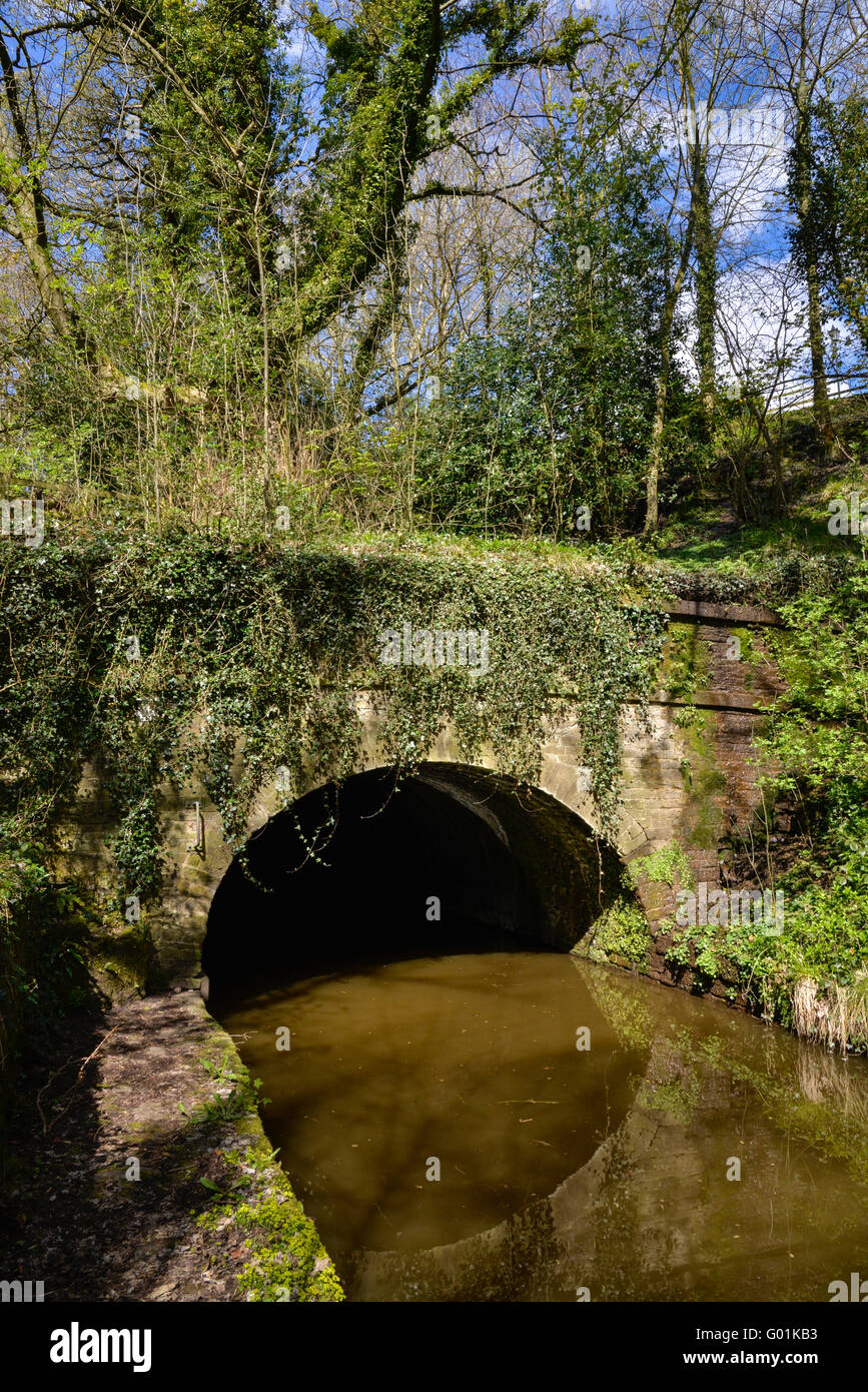 Entrance to a tunnel on the Peak Forest canal near Marple, Stockport. Stock Photo