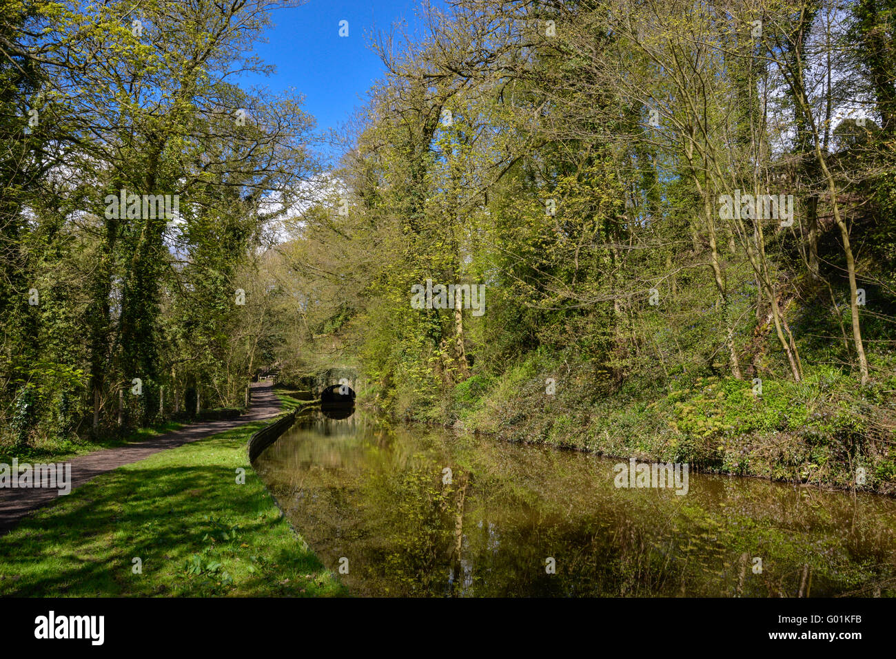 A beautiful spring day on the Peak Forest canal near Marple, Stockport. Stock Photo
