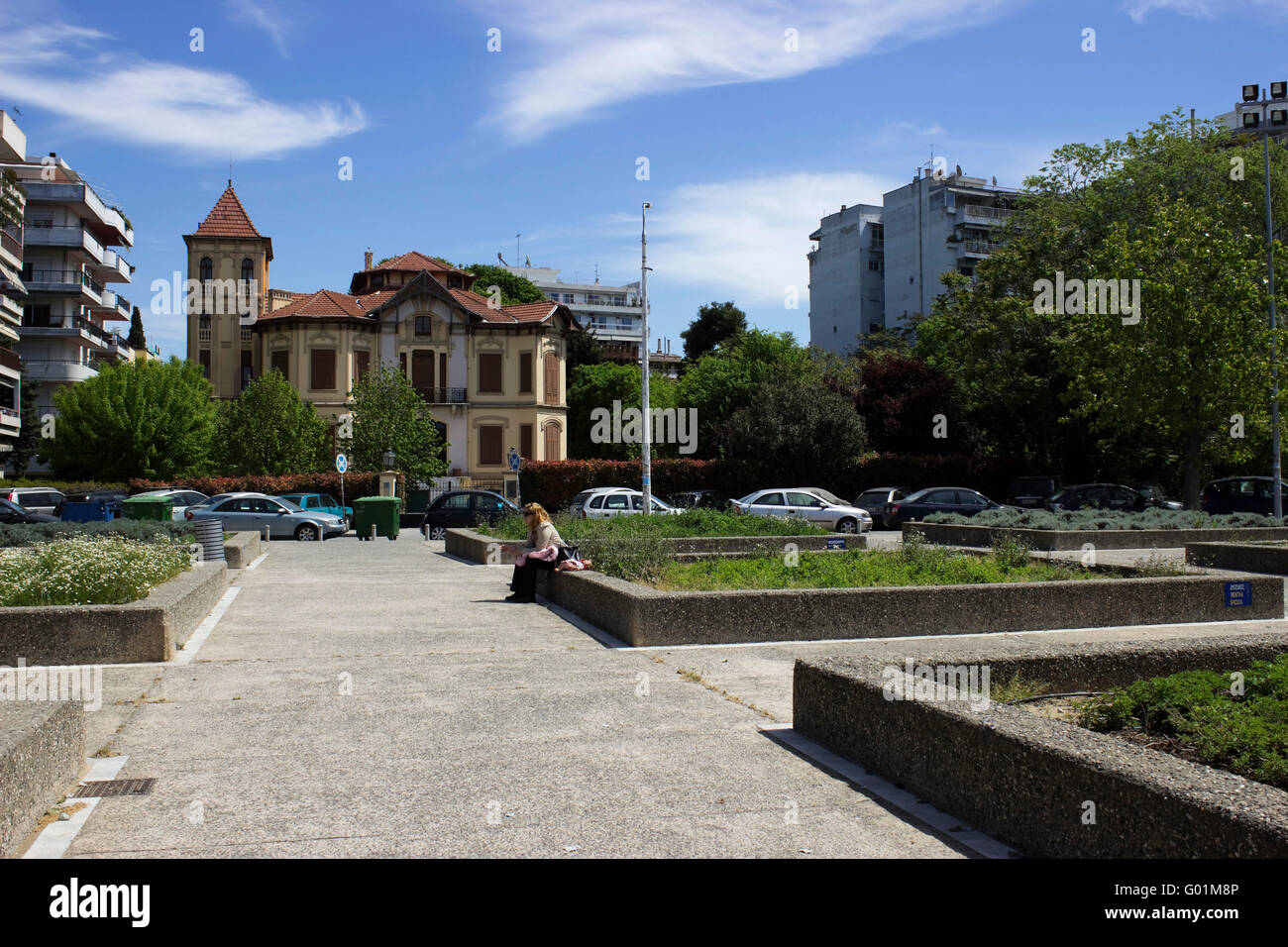 Western view of the historical Kapandji villa, hosting Thessaloniki's cultural centre of National Bank of GR cultural foundation Stock Photo