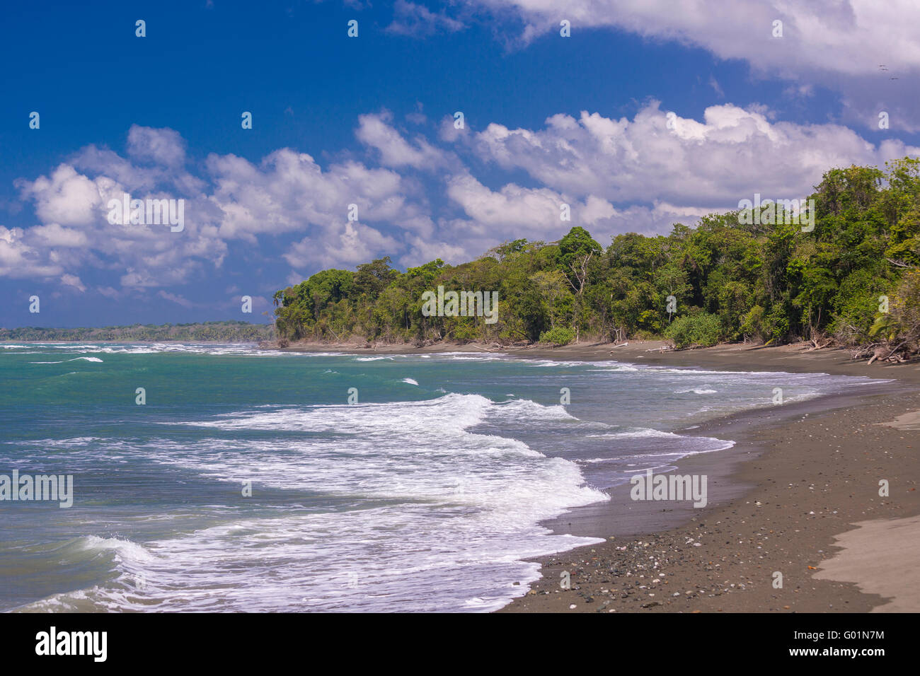 CORCOVADO NATIONAL PARK, COSTA RICA - Beach on Pacific Ocean, Osa Peninsula. Stock Photo