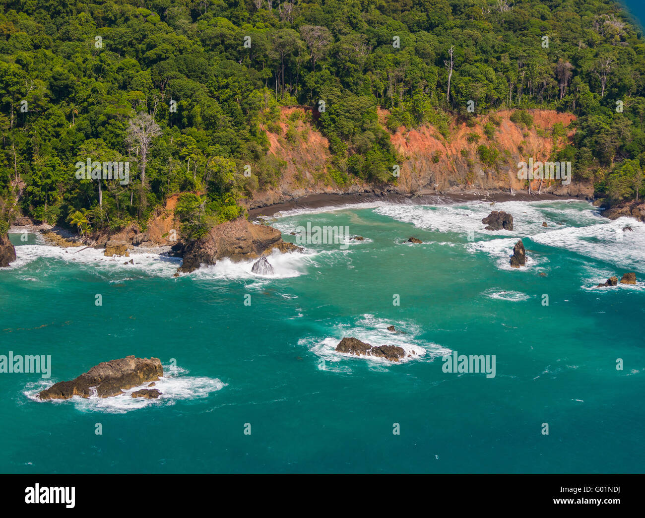 CORCOVADO NATIONAL PARK, COSTA RICA - Rain forest and Pacific coast of Osa Peninsula. Stock Photo