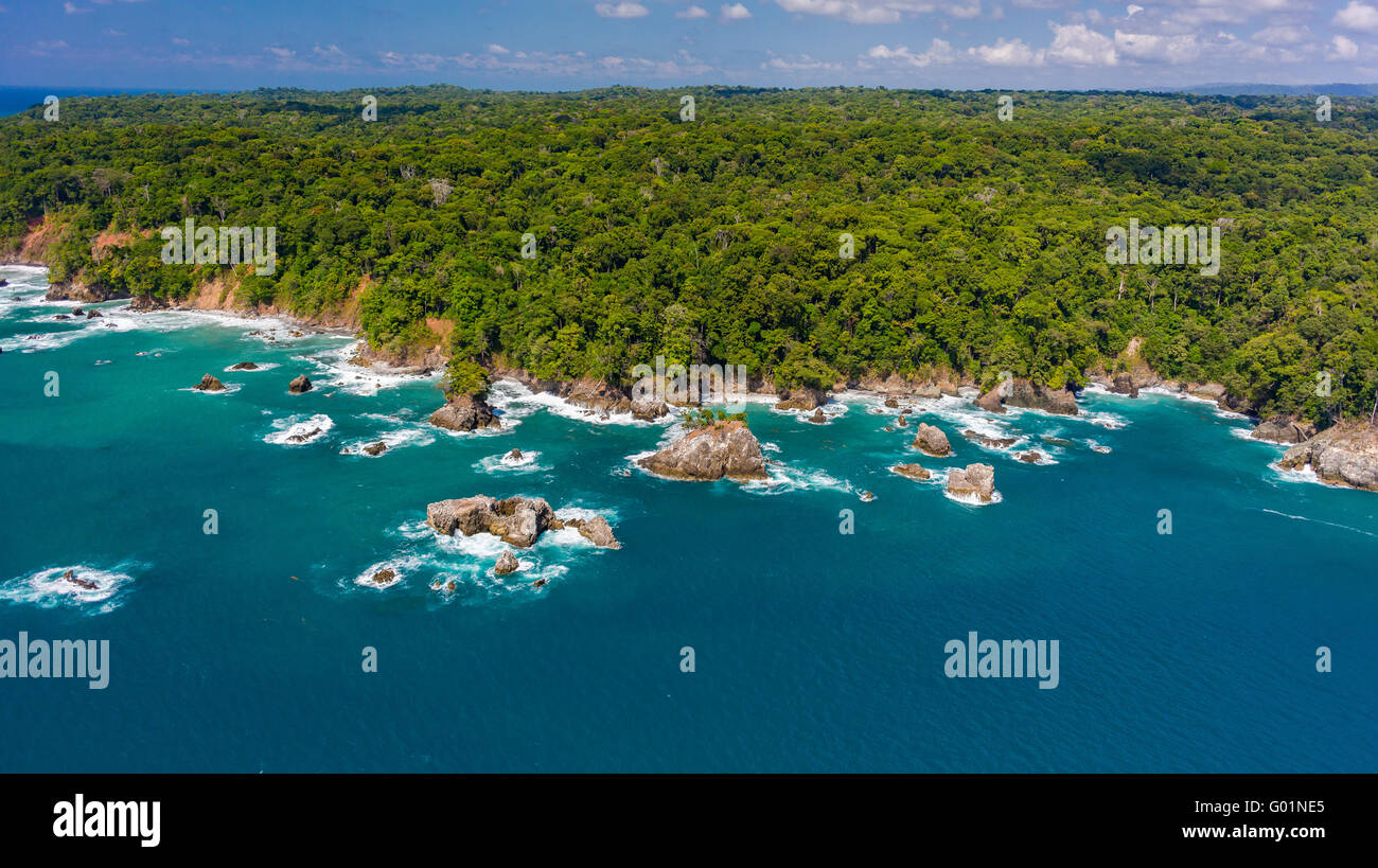 CORCOVADO NATIONAL PARK, COSTA RICA - Rain forest and Pacific coast of Osa Peninsula. Stock Photo