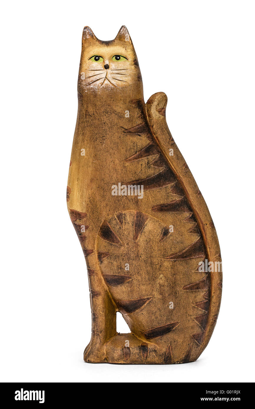 Ceramic figurine of a cat, isolated on white background Stock Photo - Alamy