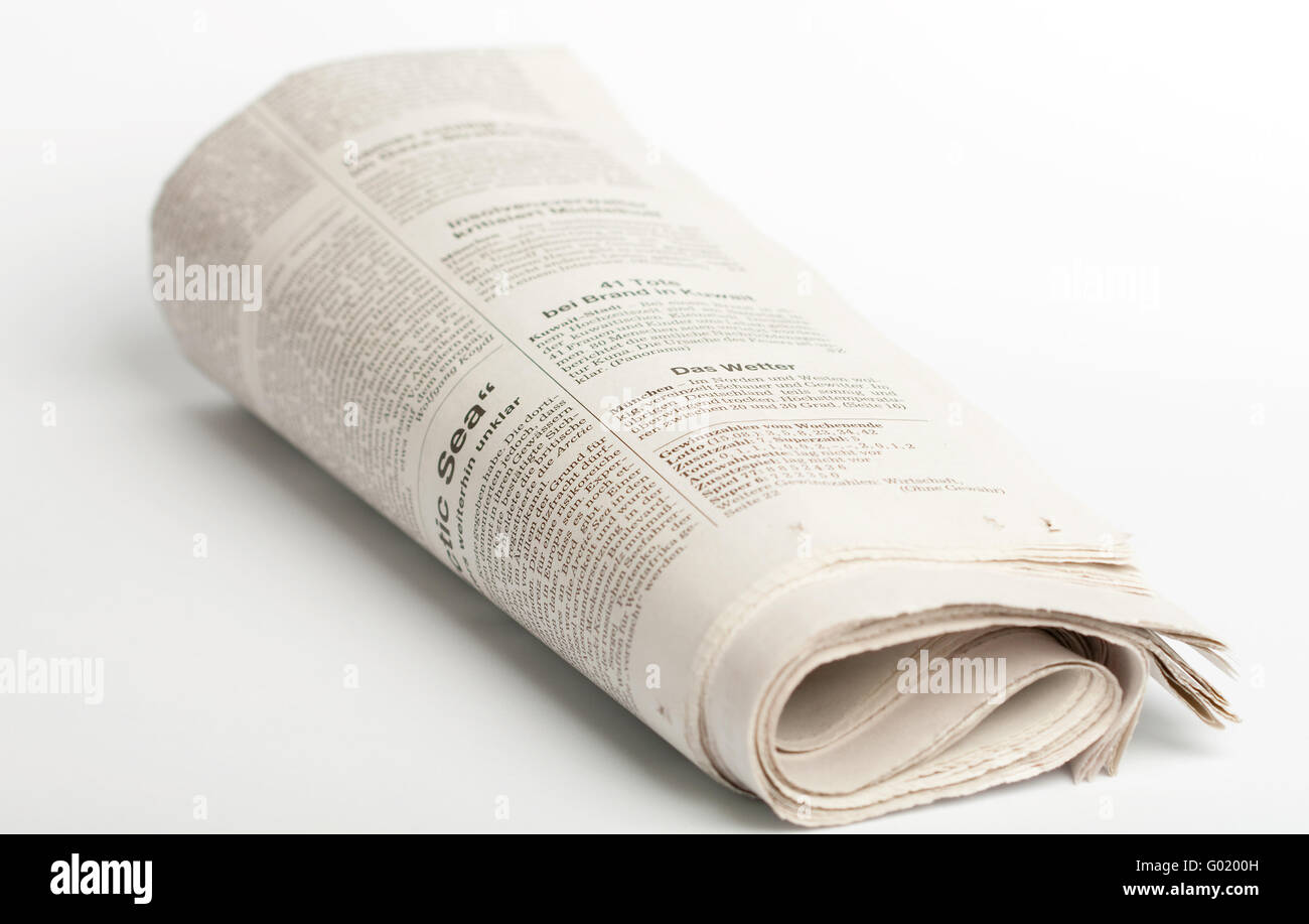 A german newspaper isolated on white background Stock Photo