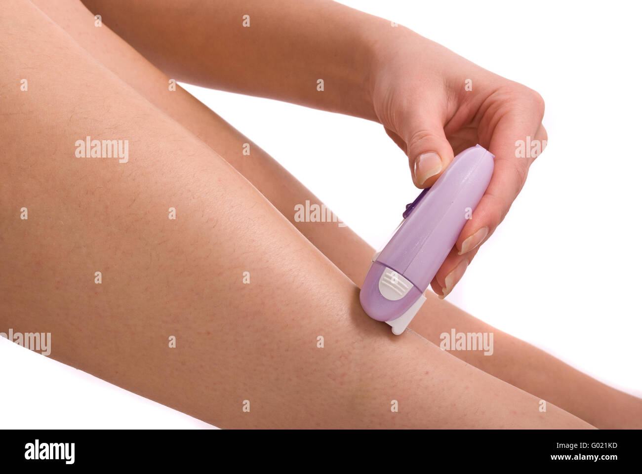 Epilation process isolated on a white background Stock Photo - Alamy