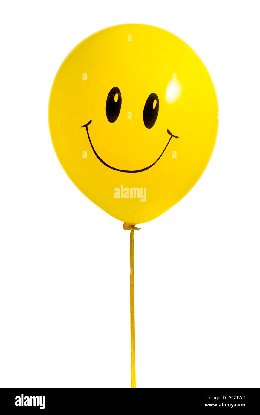 Yellow balloon with smile on white background Stock Photo - Alamy